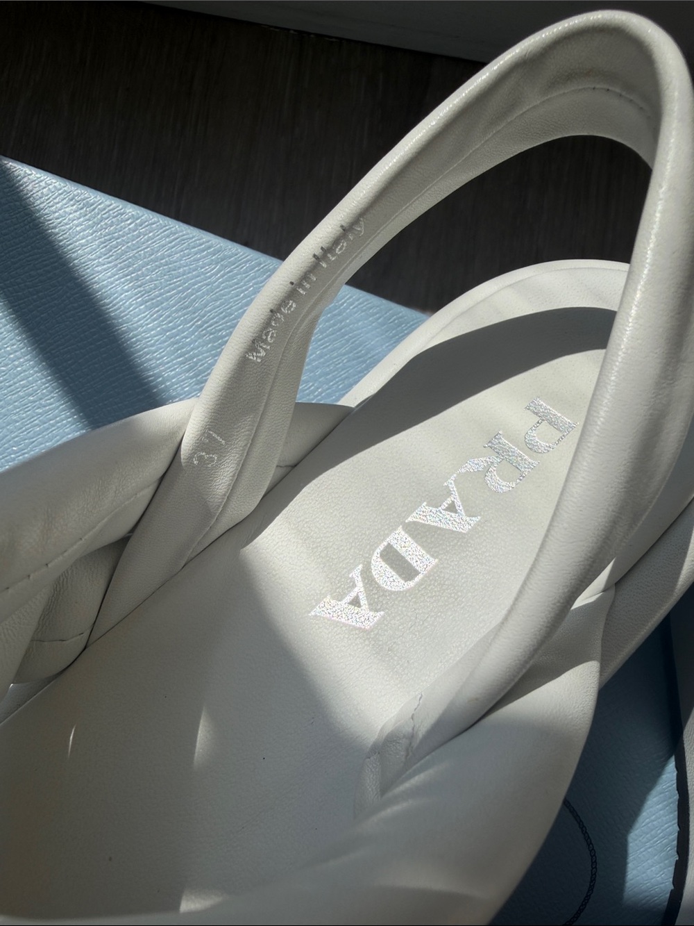 Prada White Braided Leather Slide Sandals with Padded Straps - Picture 11 of 13